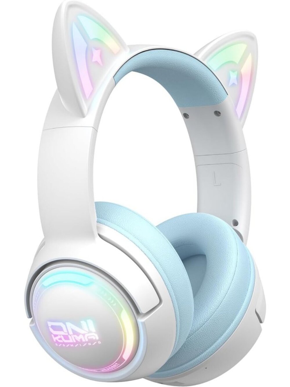 Wireless Cat Ear Gaming Headset - RGB Lights, Tri-Mode, Over-Ear, Mic, Low